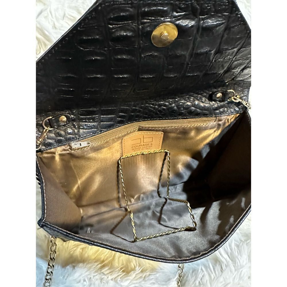 Courage. b Black crocodile Leather Shoulder Bag or Clutch with Removable Strap - Picture 5 of 10